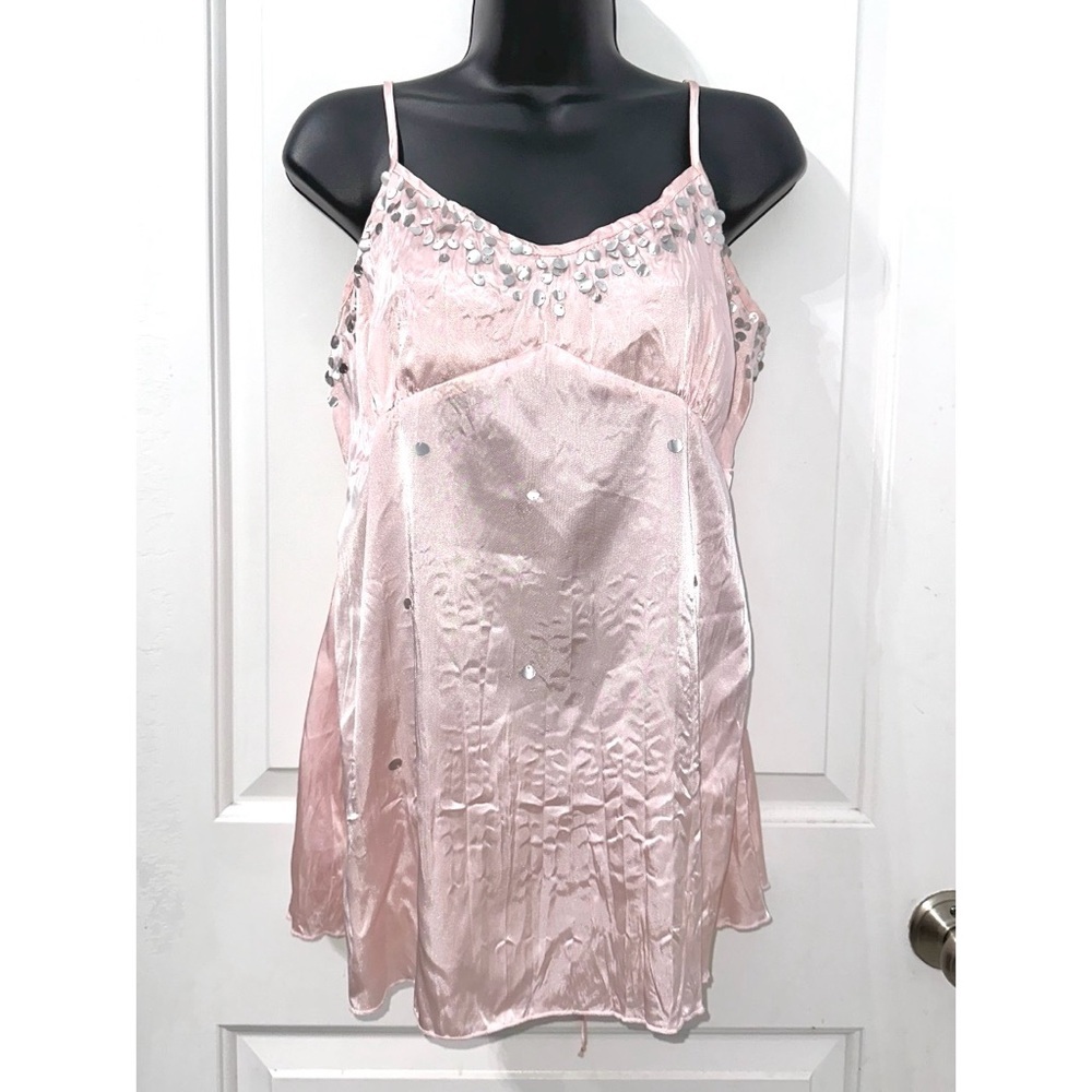 Maurices Y2K pink sequined camisole, size Large